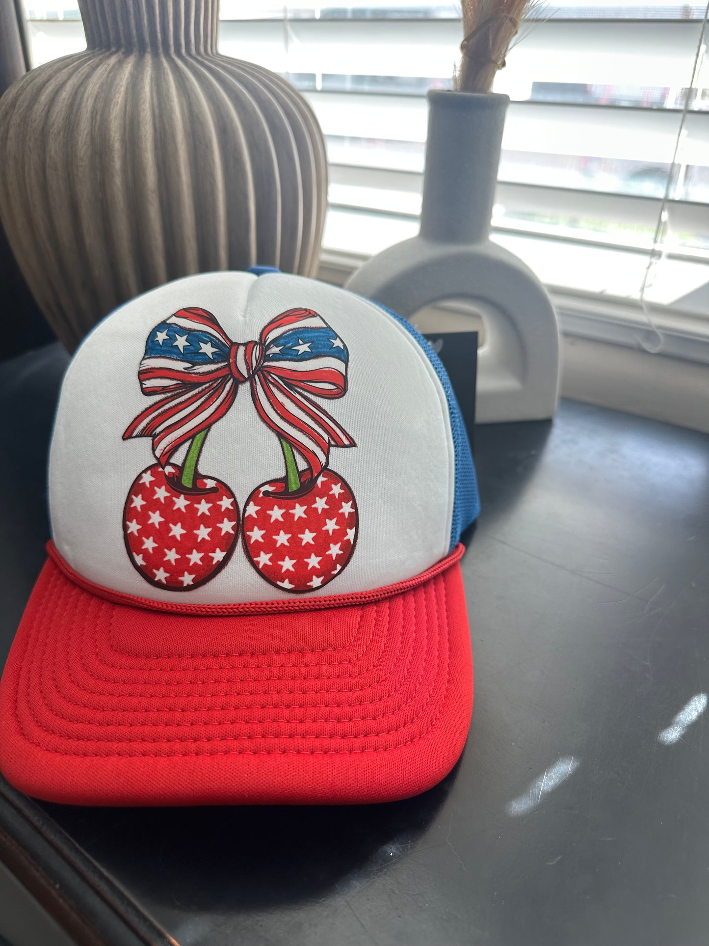 American cherry trucker hat