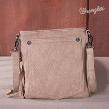 Load image into Gallery viewer, Wrangler Vintage Floral Embossed Fringe Crossbody: Beige
