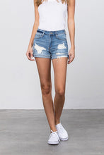 Load image into Gallery viewer, Ripped Roll Up Leg Denim Shorts
