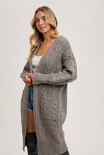 Load image into Gallery viewer, CABLE KNIT SWEATER LONG LINE CARDIGAN
