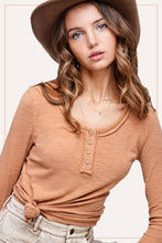 Load image into Gallery viewer, Ribbed Henley Top
