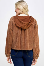 Load image into Gallery viewer, Cognac Corduroy  Hooded Jacket
