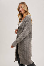 Load image into Gallery viewer, CABLE KNIT SWEATER LONG LINE CARDIGAN
