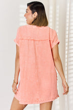 Load image into Gallery viewer, Washed Nochted Rolled Short Sleeve Dress
