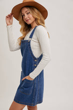 Load image into Gallery viewer, DENIM OVERALL MINI DRESS WITH POCKETS
