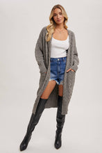 Load image into Gallery viewer, CABLE KNIT SWEATER LONG LINE CARDIGAN
