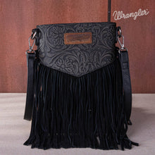 Load image into Gallery viewer, Wrangler Vintage Floral Embossed Fringe Crossbody: Beige
