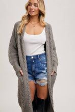 Load image into Gallery viewer, CABLE KNIT SWEATER LONG LINE CARDIGAN
