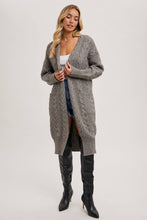 Load image into Gallery viewer, CABLE KNIT SWEATER LONG LINE CARDIGAN
