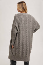 Load image into Gallery viewer, CABLE KNIT SWEATER LONG LINE CARDIGAN
