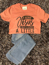 Load image into Gallery viewer, I love Jesus But I cuss a little Graphic T-Shirt
