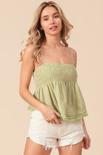 Load image into Gallery viewer, Miranda Fringed Hem Smocked Cami
