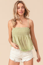 Load image into Gallery viewer, Miranda Fringed Hem Smocked Cami
