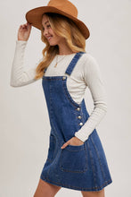 Load image into Gallery viewer, DENIM OVERALL MINI DRESS WITH POCKETS
