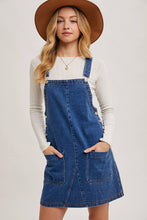 Load image into Gallery viewer, DENIM OVERALL MINI DRESS WITH POCKETS
