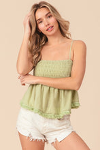 Load image into Gallery viewer, Miranda Fringed Hem Smocked Cami
