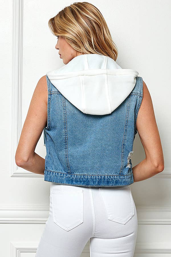 Hooded Denim Vest