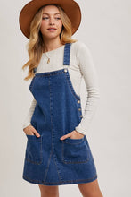 Load image into Gallery viewer, DENIM OVERALL MINI DRESS WITH POCKETS
