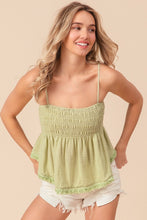 Load image into Gallery viewer, Miranda Fringed Hem Smocked Cami
